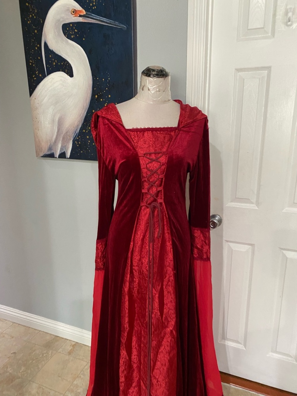 New Women XL Deluxe Witch Dress Costume, Vintage Embroidered Renaissance Gothic - Picture 9 of 13
